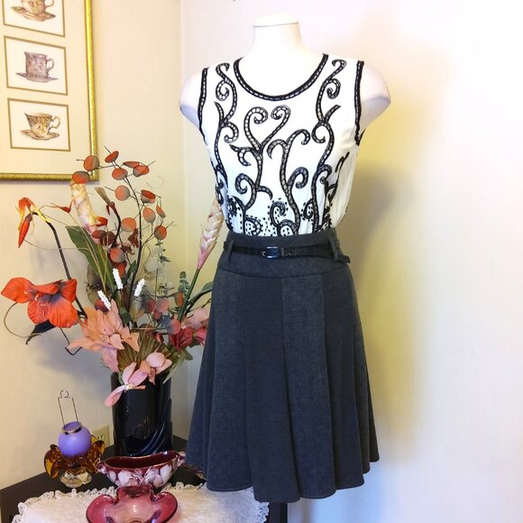 NWOT MEXX Well Tailored High-quality Gray Midi Lined Skirt with Belt Lightweight - Picture 6 of 7